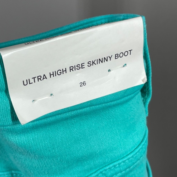 NEW 7 For All Mankind Jeans Womens 26 green denim boot zip flare boho casual - Picture 9 of 14